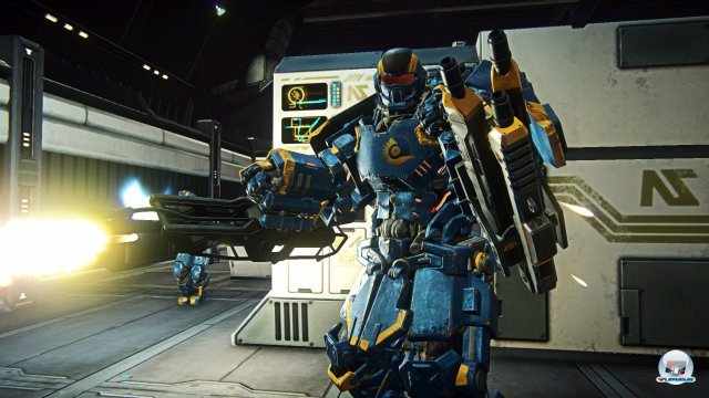 Auch in Gebäuden geht es zur Sache. Hier ist die "Mechanized Assault Exo-Suit" (kurz Max) zu sehen. Auch in Gebäuden geht es zur Sache. Hier ist die "Mechanized Assault Exo-Suit" (kurz Max) zu sehen.