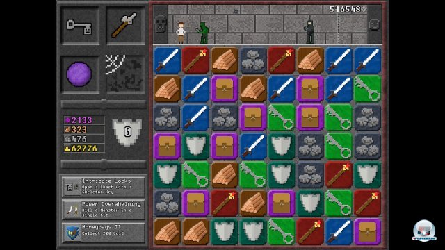 Das Match-3-Prinzip wird mit rudimentären Rollenspiel-Elementen angereichert. Das Match-3-Prinzip wird mit rudimentären Rollenspiel-Elementen angereichert.
