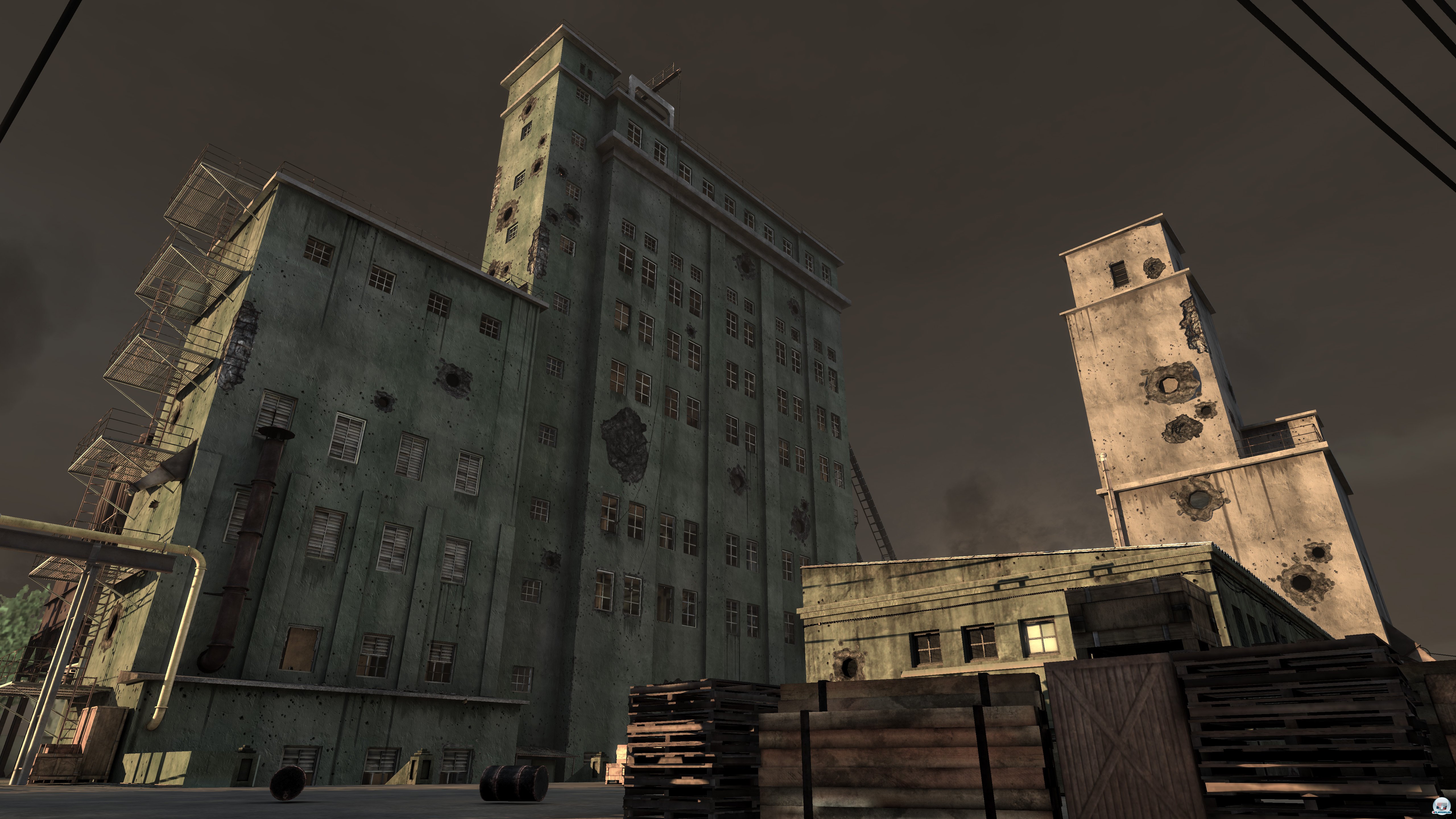 Im Treppenhaus dieses Silos kommt es zu besonders hektischen Gefechten. Im Treppenhaus dieses Silos kommt es zu besonders hektischen Gefechten.