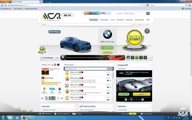Der Browser fungiert als Rennzentrale. Der Browser fungiert als Rennzentrale.