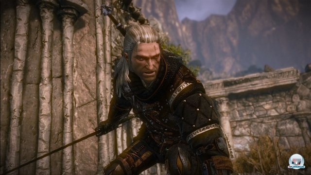 Ansehnlich, aber im Detail nicht so opulent wie am PC: Hexer Geralt auf der Xbox 360. Ansehnlich, aber im Detail nicht so opulent wie am PC: Hexer Geralt auf der Xbox 360.