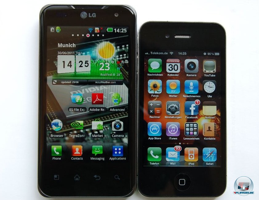 Das Optimus Speed im Vergleich zum IPhone Das Optimus Speed im Vergleich zum IPhone