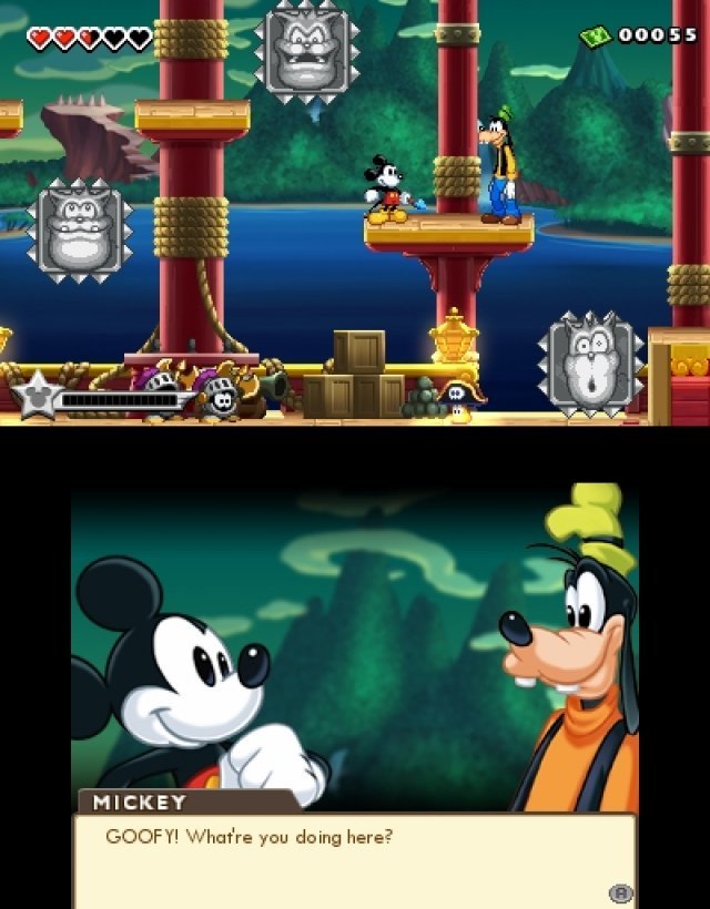 Man trifft immer wieder auf andere Disney-Figuren, die man "befreien" muss - und die dann in der "Festung" einen Haufen Nebenmissionen für einen haben. Man trifft immer wieder auf andere Disney-Figuren, die man "befreien" muss - und die dann in der "Festung" einen Haufen Nebenmissionen für einen haben.