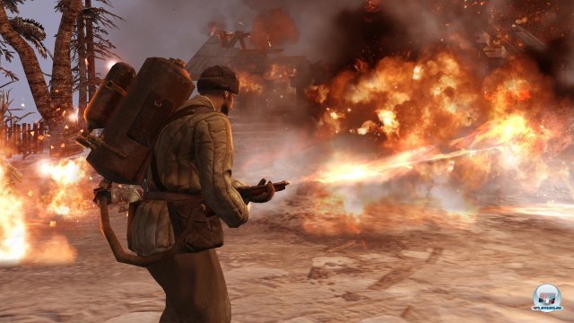 Flammenwerfer-Infanterie ist effektiv gegen befestigte Stellungen. Die Tanks der Truppen können bei Beschuss explodieren. Flammenwerfer-Infanterie ist effektiv gegen befestigte Stellungen. Die Tanks der Truppen können bei Beschuss explodieren.