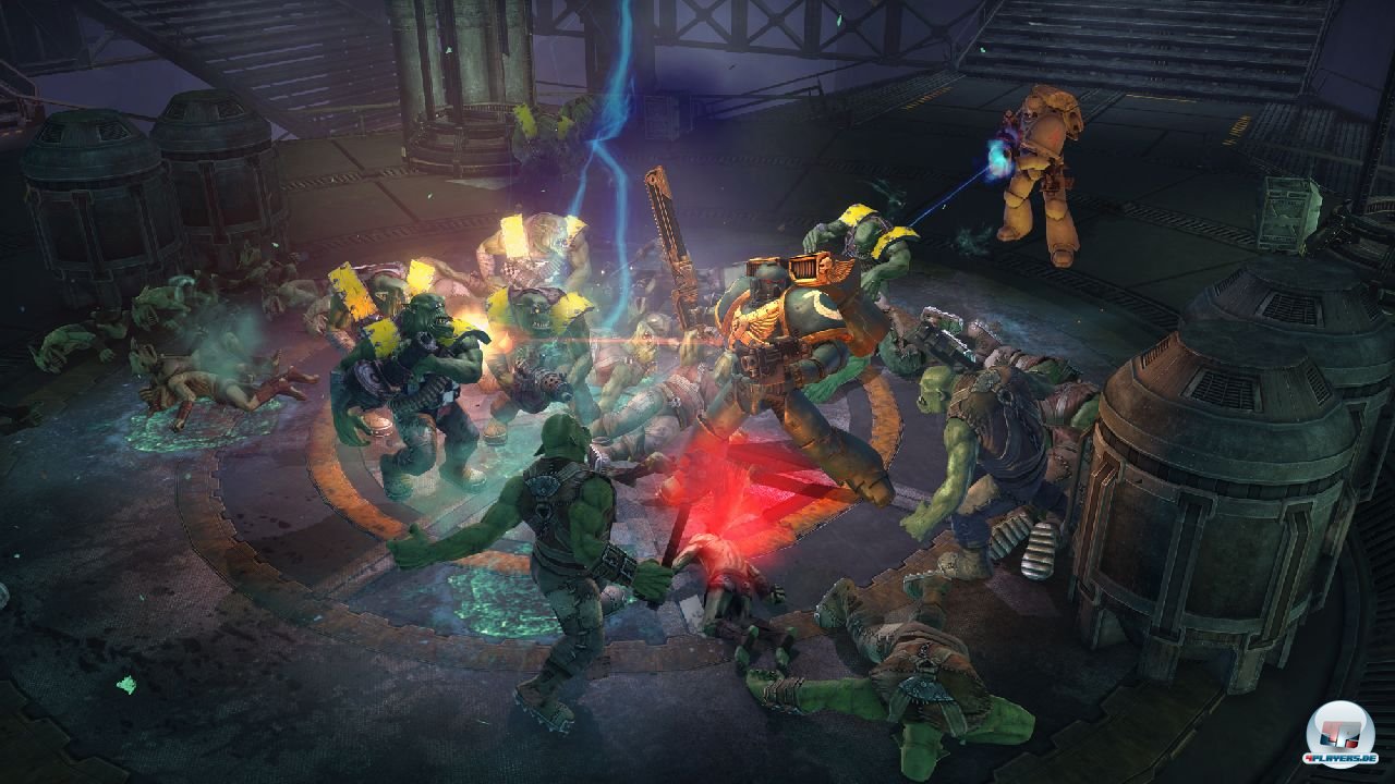Orks, Orks und noch mehr Orks: Welle für Welle metzelt man sich durch die grünen Monster. Orks, Orks und noch mehr Orks: Welle für Welle metzelt man sich durch die grünen Monster.