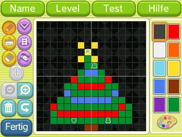 Der Level-Editor in Aktion. Erstellte Puzzles werden mit Hilfe kleiner Schwarz-wei�-Codes getauscht.