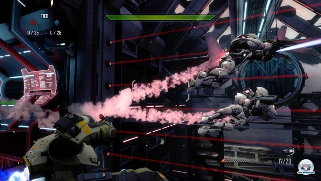 Die Kämpfe werden mit Jetpacks tragenden Dreiergruppen ausgefochten. Die Kämpfe werden mit Jetpacks tragenden Dreiergruppen ausgefochten.